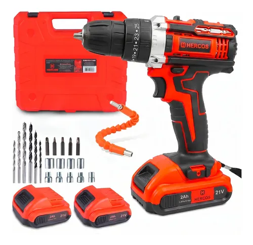 Parafusadeira Impacto 21v 2 Baterias Lítio Maleta Hercos Laranja 21v 60hz