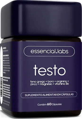 Testo Essencial - Fórmula Exclusiva Com Feno Grego + Boro + Arginina + Zma + Vitamina B6 - Precursor Da Testosterona - 60 Cápsulas Sem Sabor